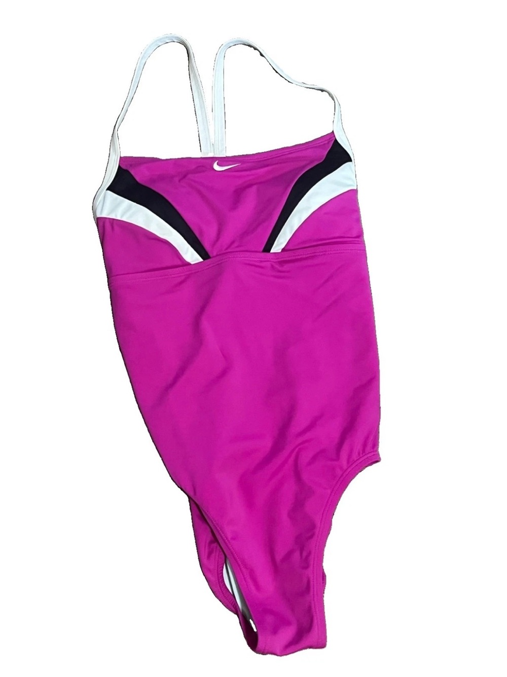 Nike Women's Magenta One-Piece Swimsuit Racerback Colorblock 1pc Swim Pink White
